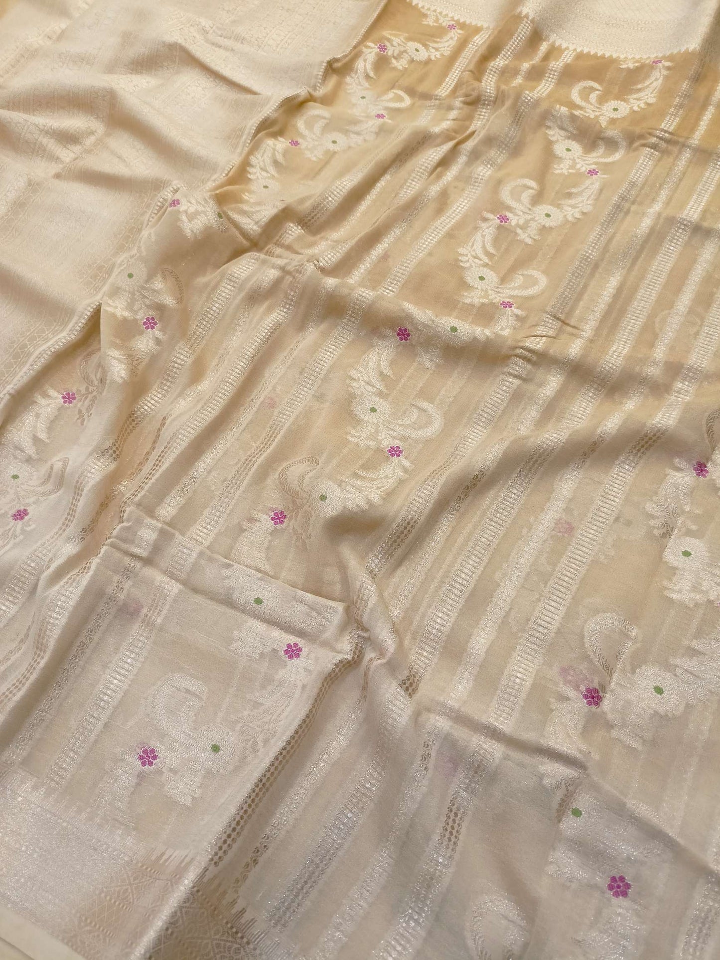 Dual Tone Georgette Cream Banarasi Saree