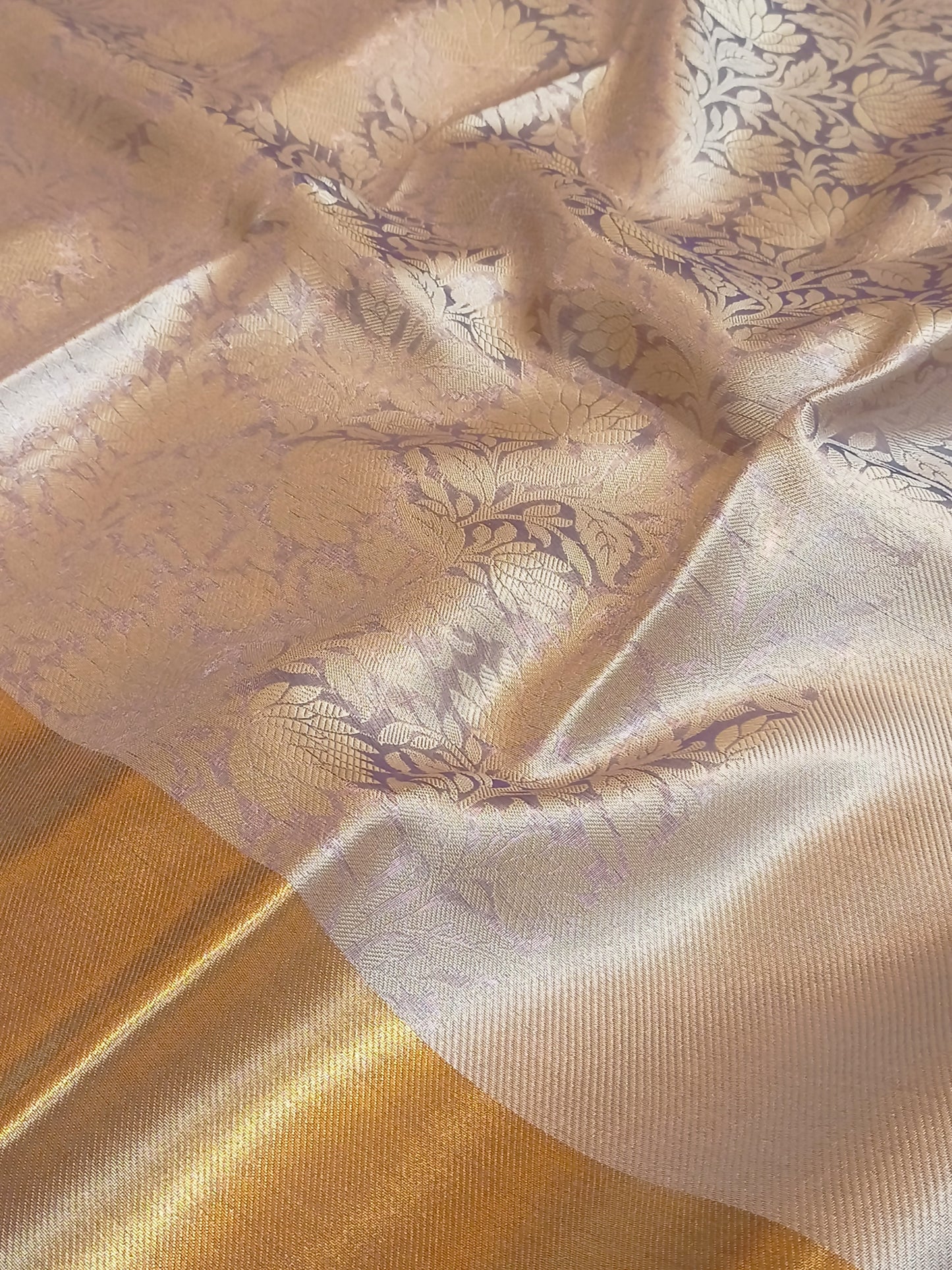 Nita Ambani Inspired Grey Tissue Silk Saree