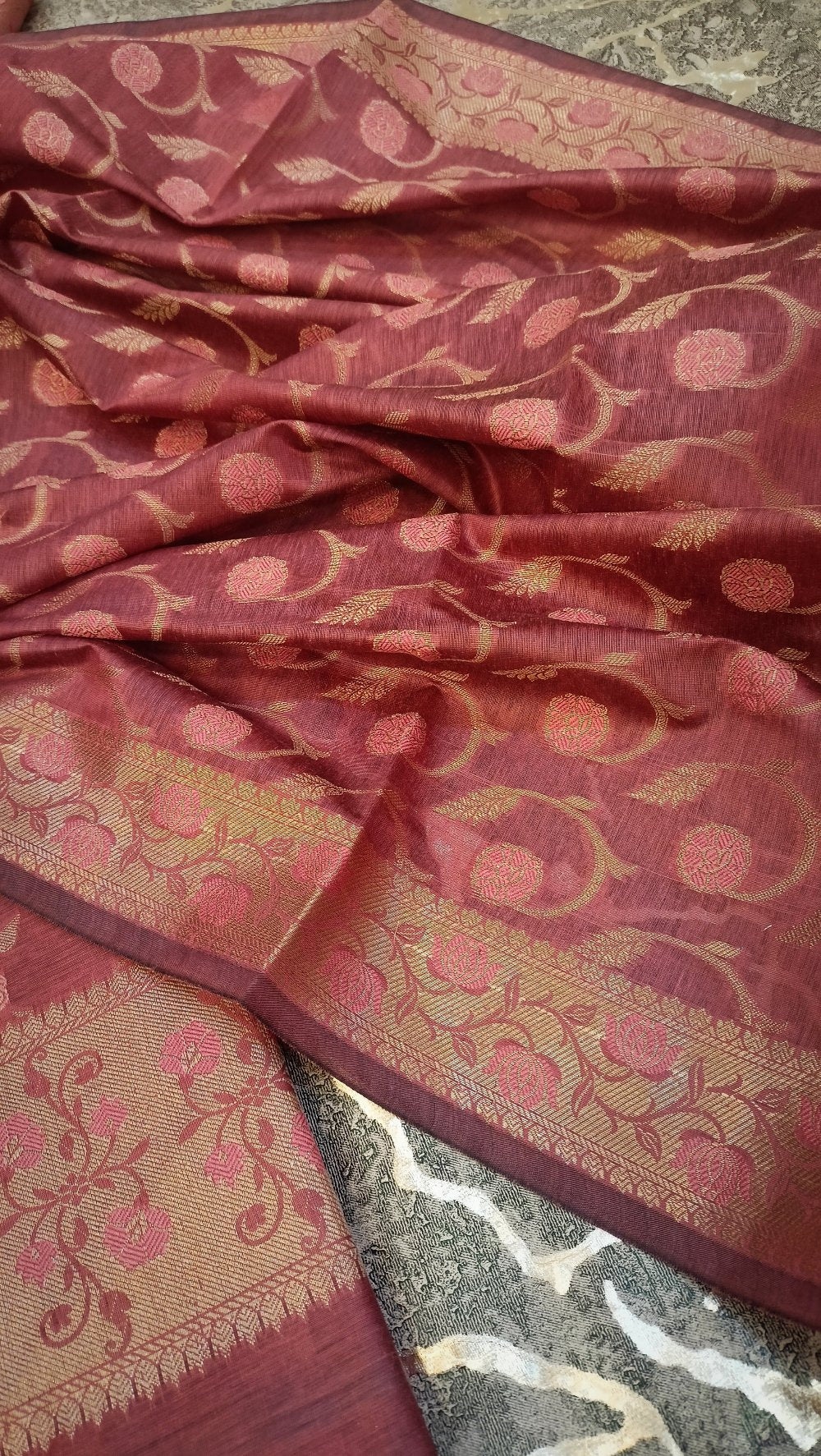 Banarasi Cotton Silk 3PC Suit Maroon 2