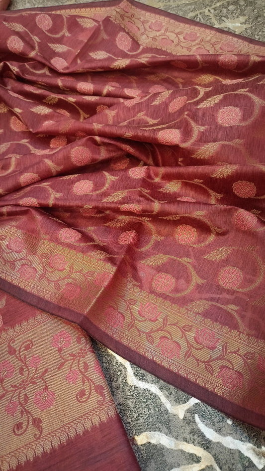 Banarasi Cotton Silk 3PC Suit Maroon 2