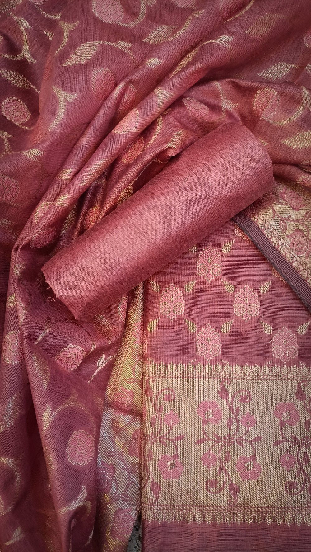 Banarasi Cotton Silk 3PC Suit Maroon 3