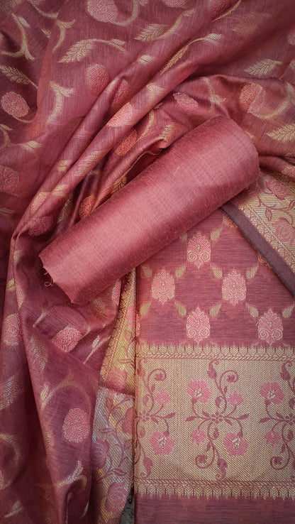 Banarasi Cotton Silk 3PC Suit Maroon 3
