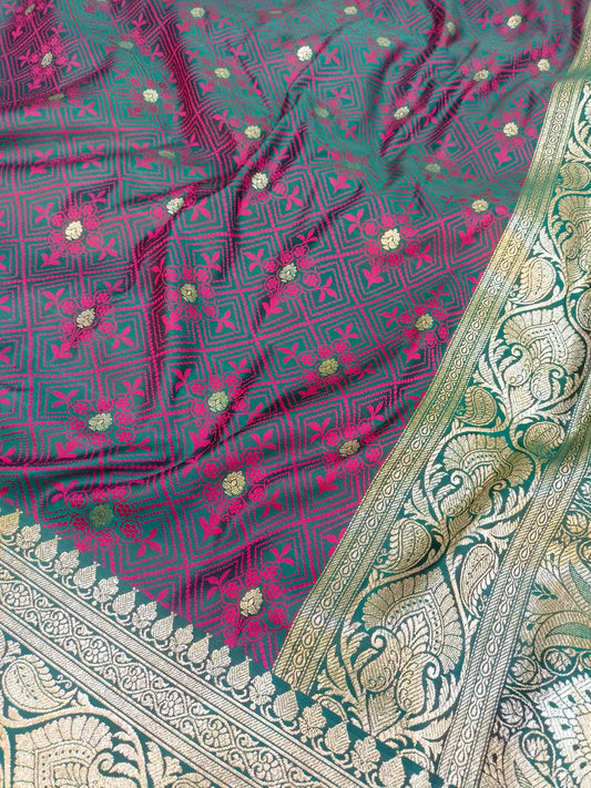Blue Tanchoi Silk Zari Booti