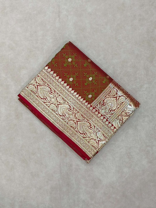 Mehendi Green Tanchoi Silk Zari Booti