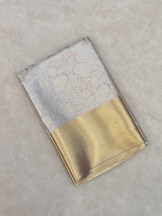 Nita Ambani Inspired Grey Tissue Silk Saree