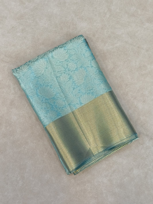 Nita Ambani Inspired Sky Blue Tissue Silk Saree