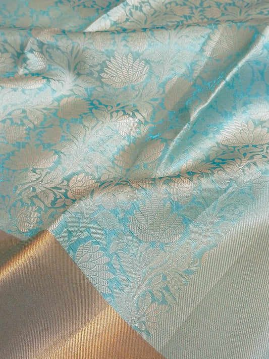 Nita Ambani Inspired Sky Blue Tissue Silk Saree