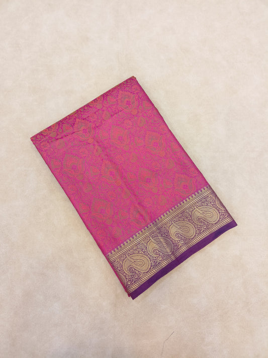 Pashmina Katan Silk Pink Banarasi Saree