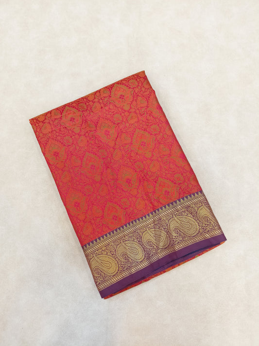 Pashmina Katan Silk Red Banarasi Saree