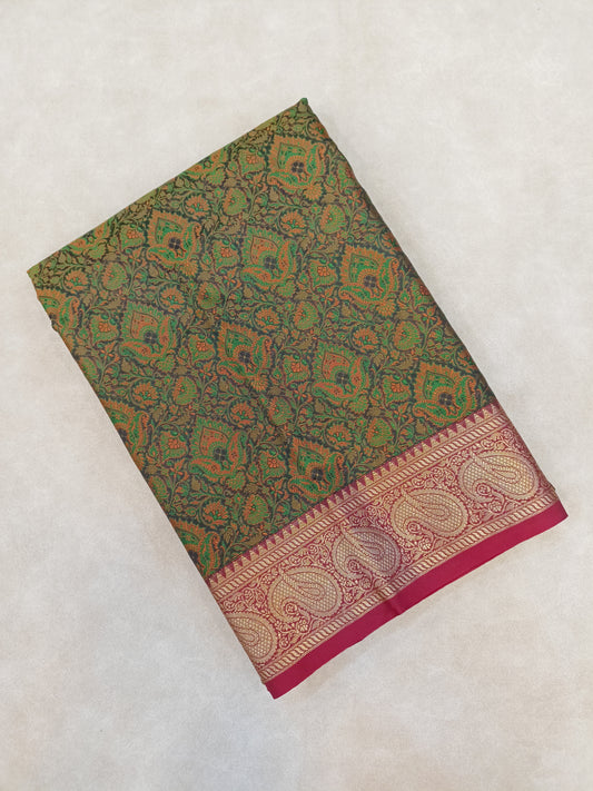 Pashmina Katan Silk Green Banarasi Saree