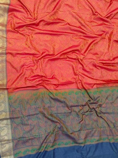 Pashmina Katan Silk Red Banarasi Saree