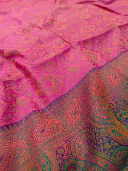 Pashmina Katan Silk Pink Banarasi Saree