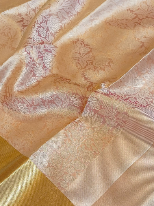 Nita Ambani Inspired Orange Tissue Silk Saree