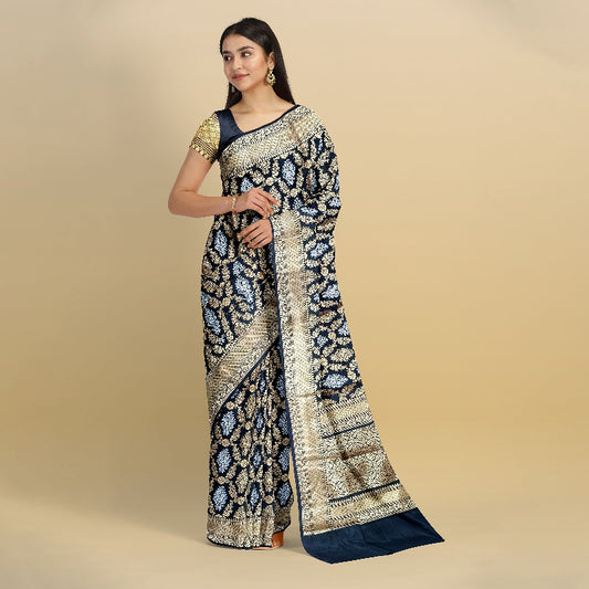 Nita Ambani Inspired Black Banarasi Saree with intricate handloom weaving and high-quality materials.