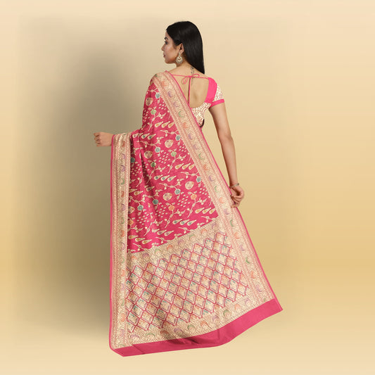 Peach Radiance Banarasi Pure Khaddi Georgette Saree