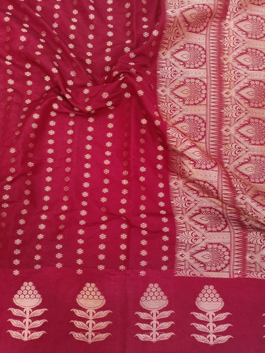 Maroon raw mango silk saree with boota border, wedding saree, sarees for women