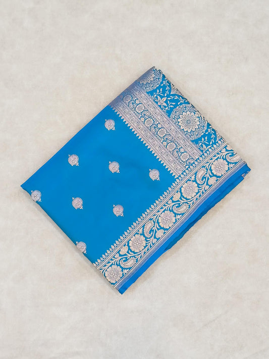 Sky Blue Mashru Katan Silk