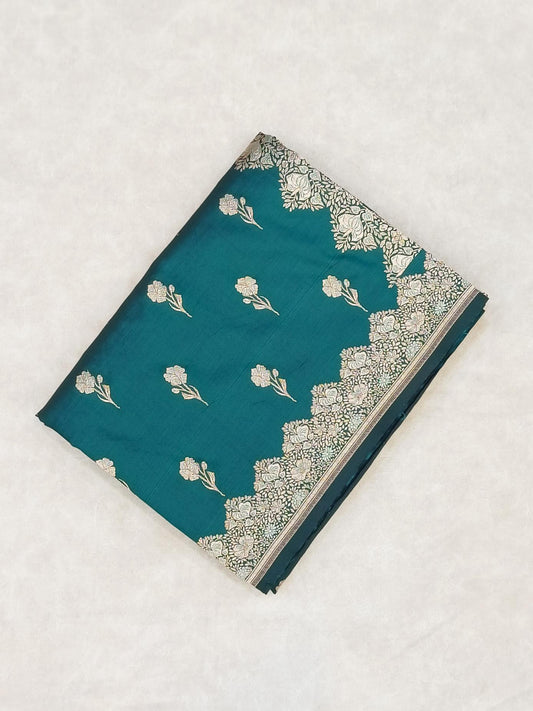 Turquoise Mashru Katan Silk