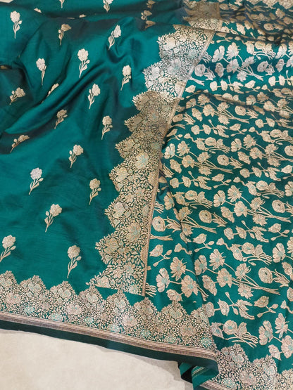 Turquoise Mashru Katan Silk