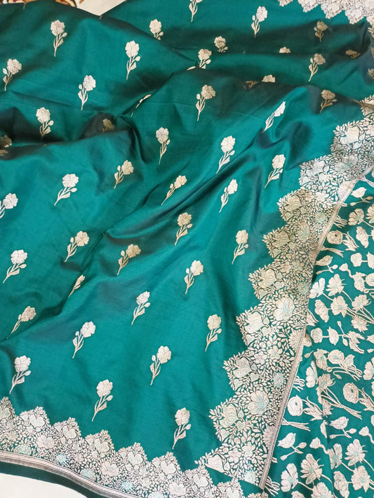 Turquoise Mashru Katan Silk