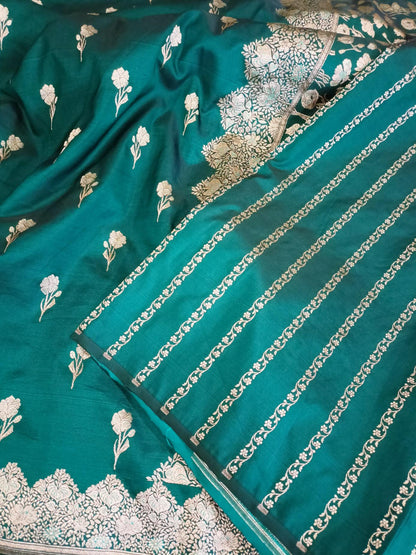 Turquoise Mashru Katan Silk