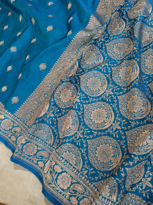 Sky Blue Mashru Katan Silk