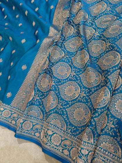 Sky Blue Mashru Katan Silk