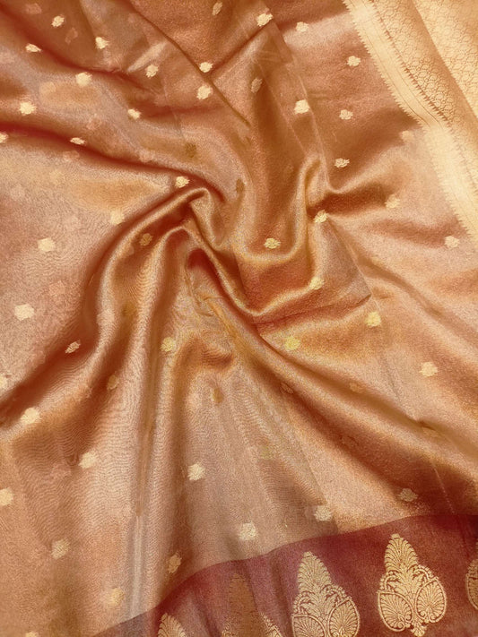 Maroon Tissue Boota Border Banarasi Saree