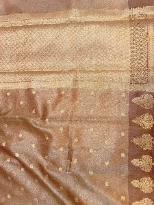 Maroon Tissue Boota Border Banarasi Saree