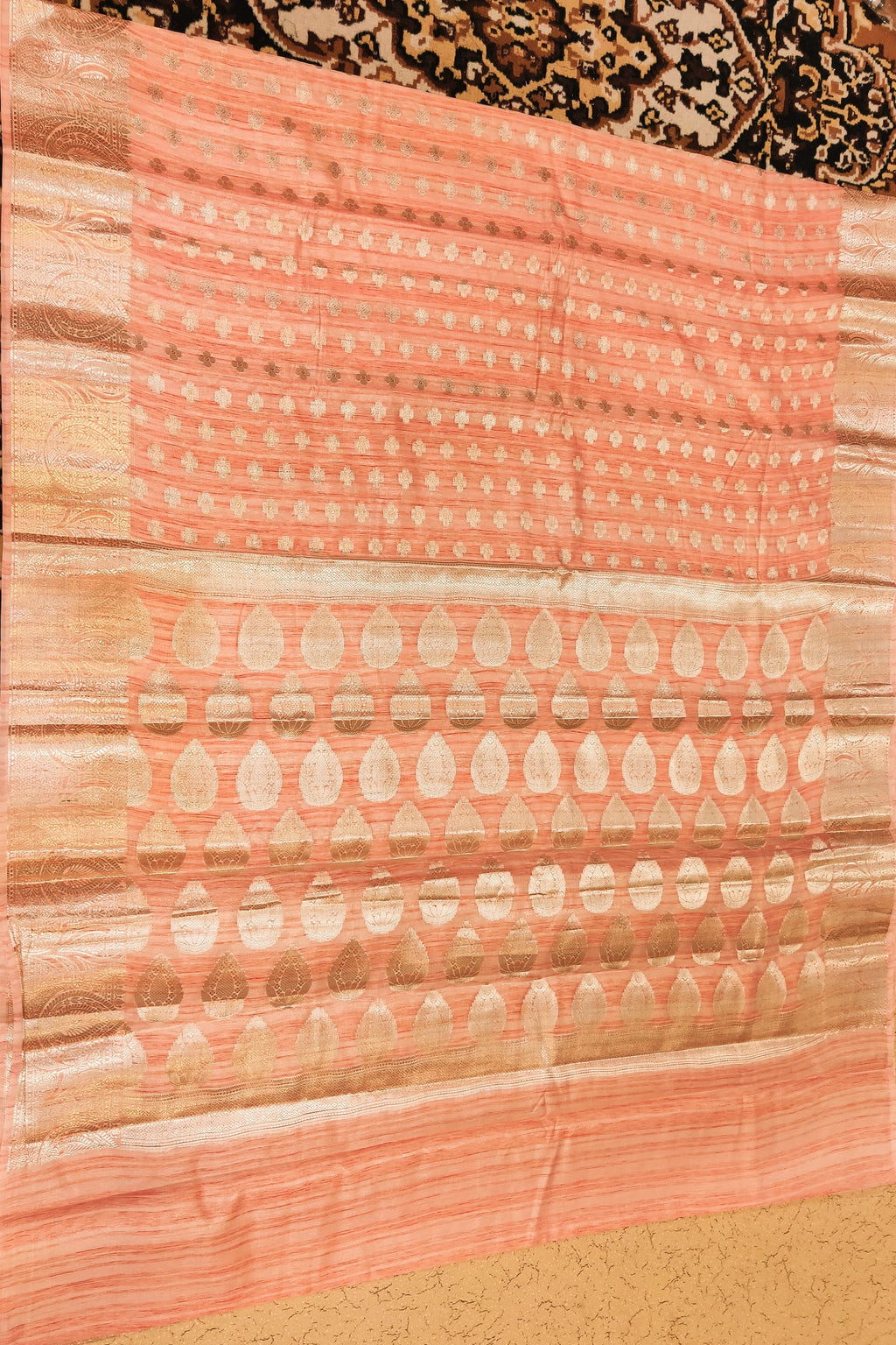 Patterned fabric on a textured surface