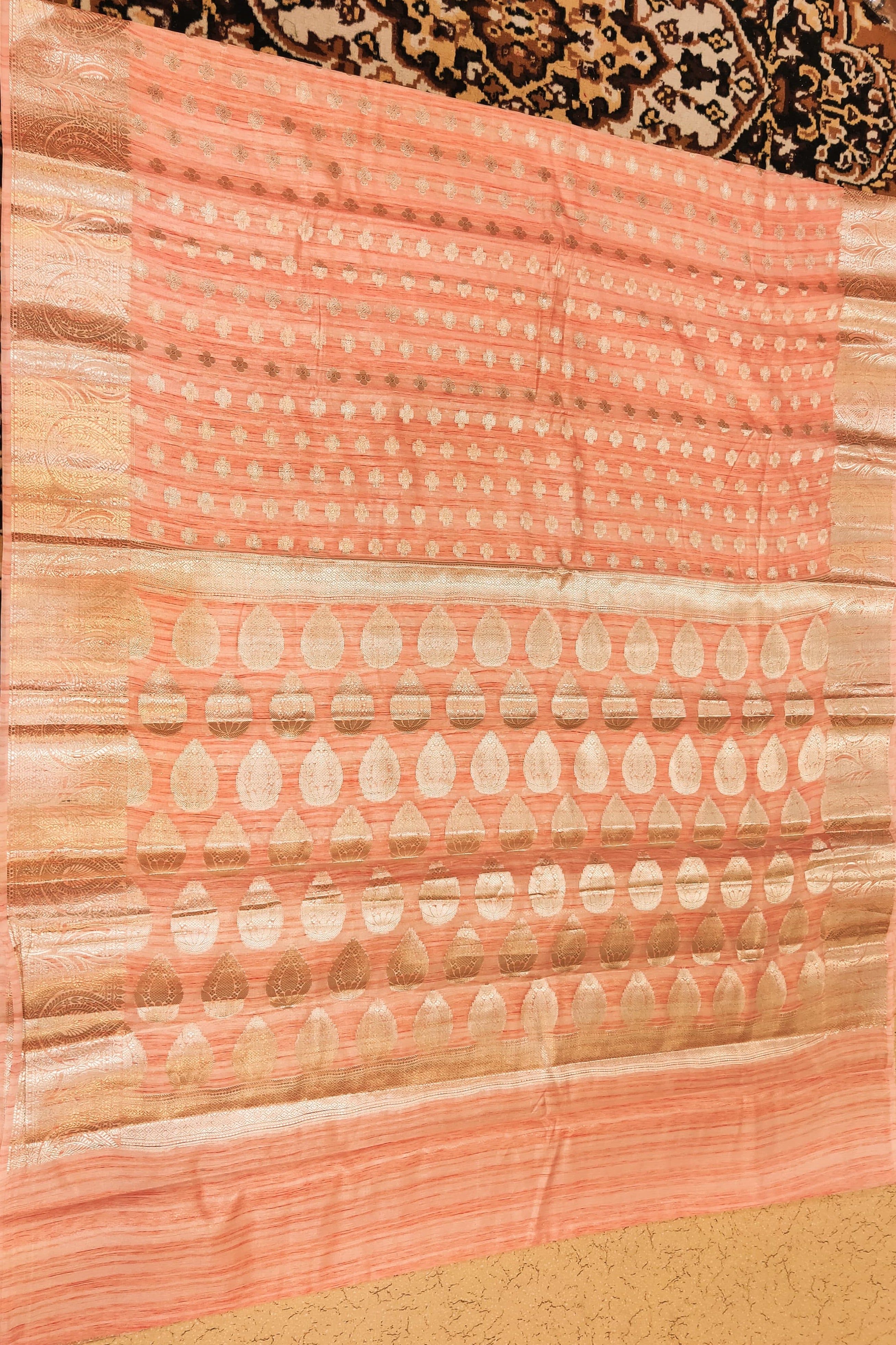 Patterned fabric on a textured surface